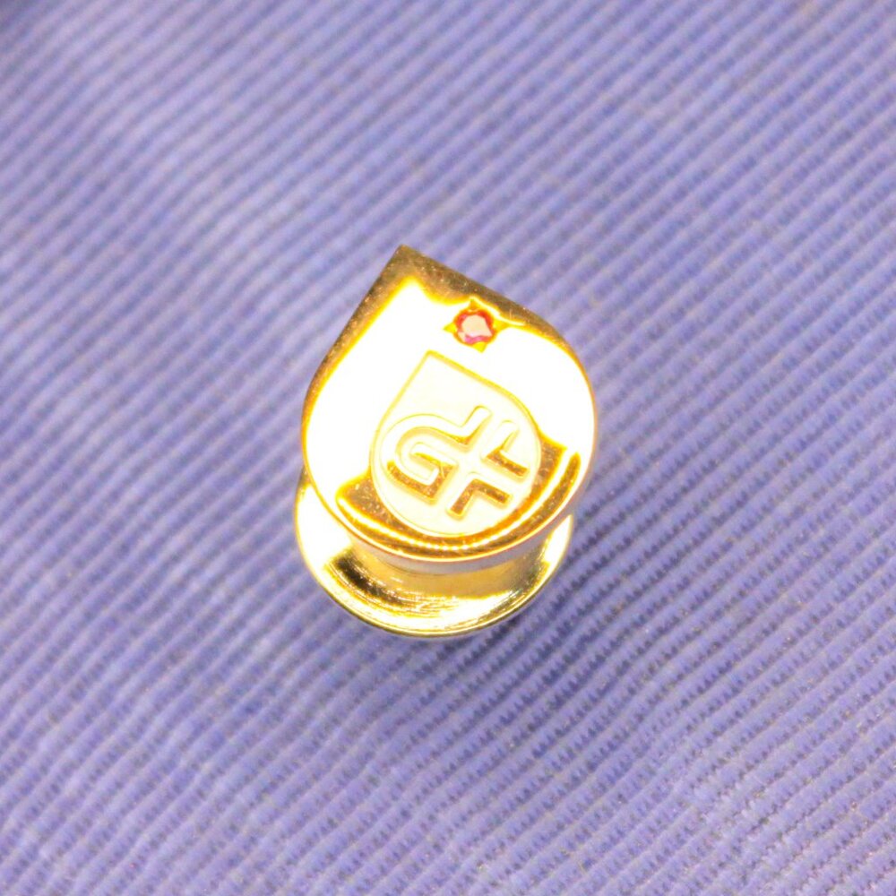 Vintage CTO 10k Gold Filled Ruby Employee Service Award Pin Art Deco Design RARE